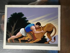 Herakles and the Lion, Sketch for a Children's Book Illustration by Lynn Curlee