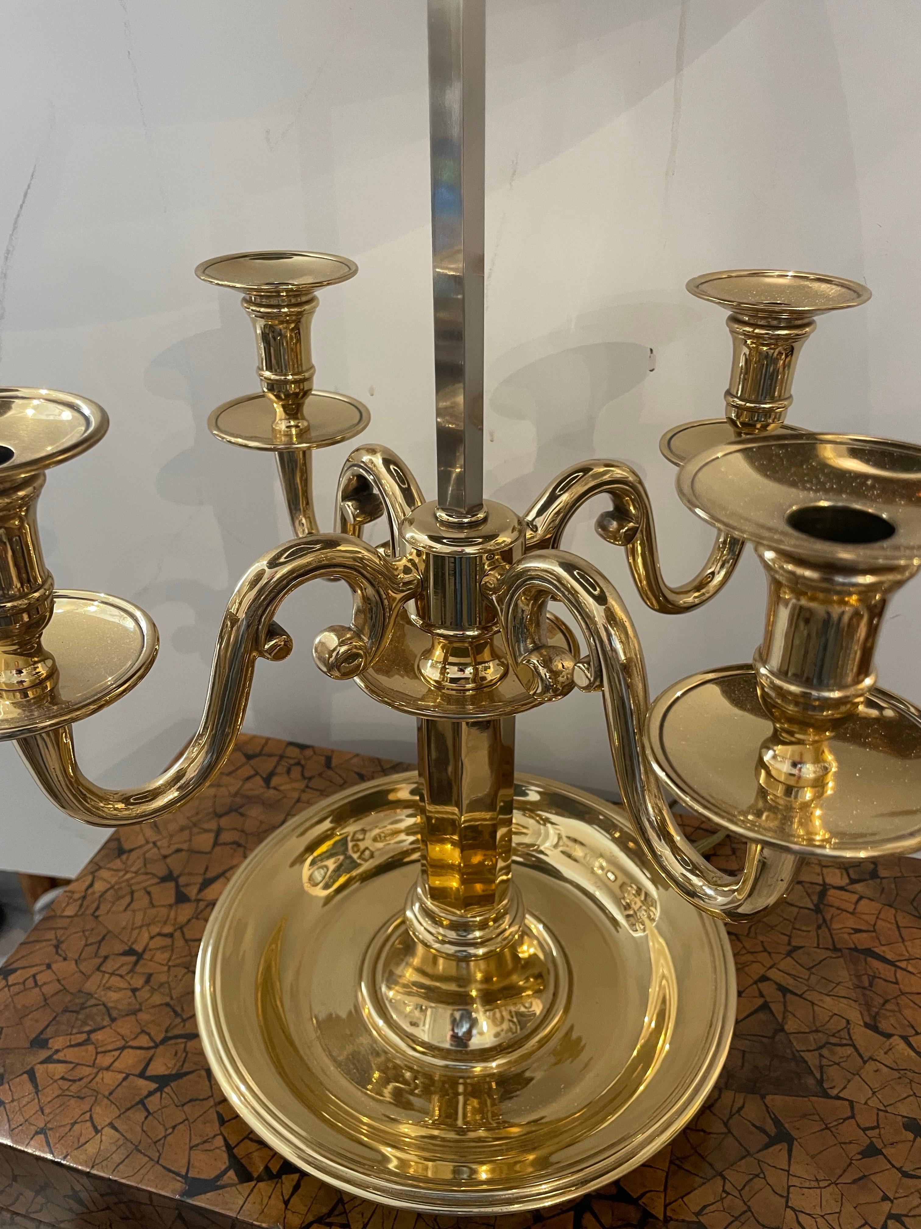 Grande lampada Bouillotte in ottone massiccio con paralume in talpa in vendita 8