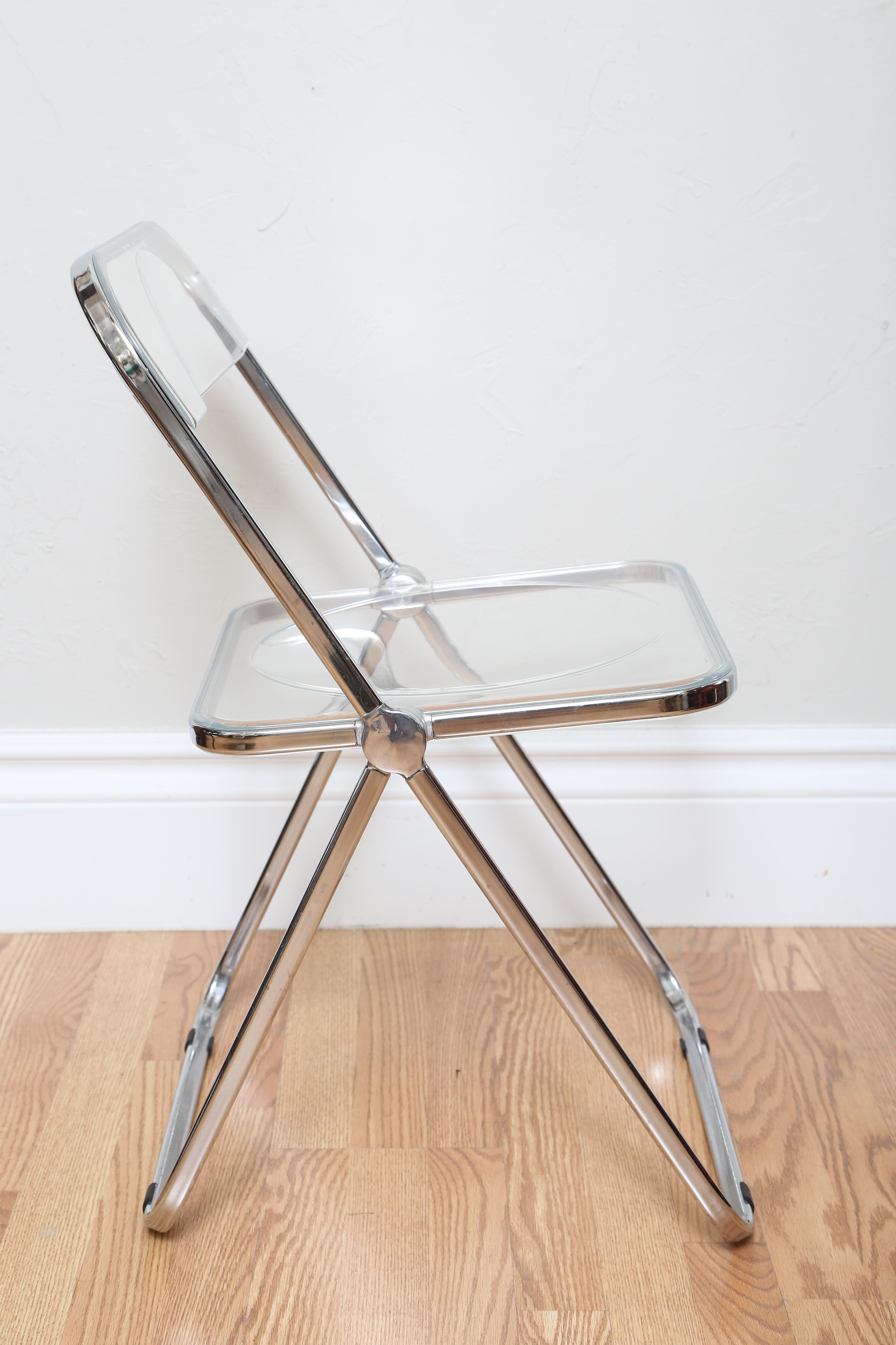 Vintage Set of Four Lucite Folding Chairs by Castelli In Good Condition In West Palm Beach, FL
