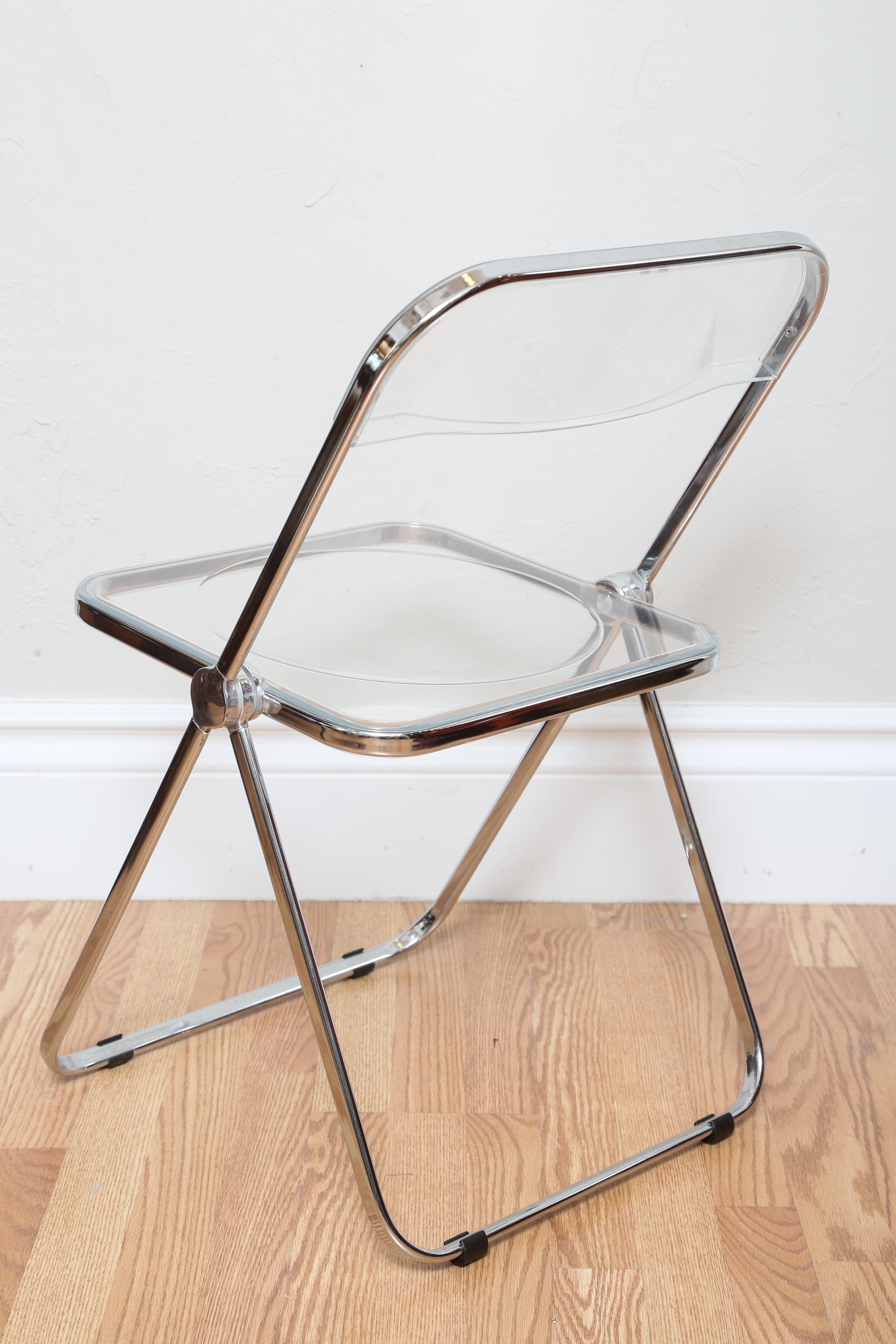 20th Century Vintage Set of Four Lucite Folding Chairs by Castelli