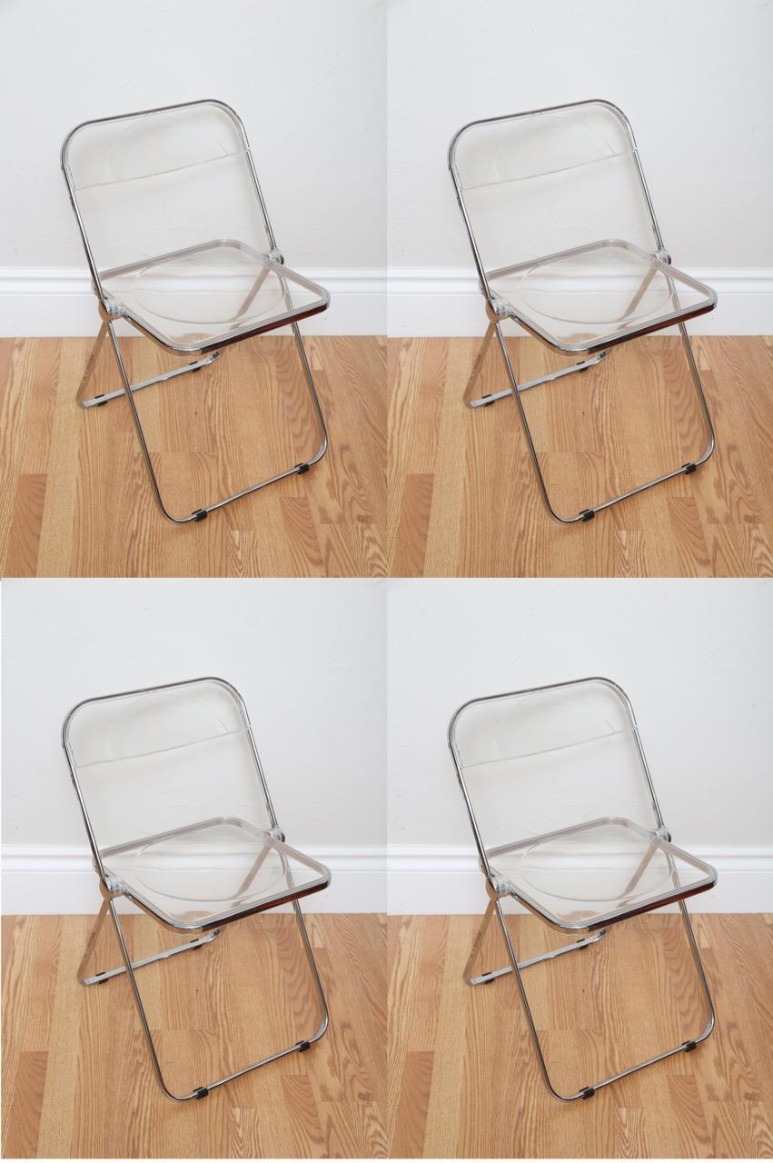 Vintage Set of Four Lucite Folding Chairs by Castelli 4