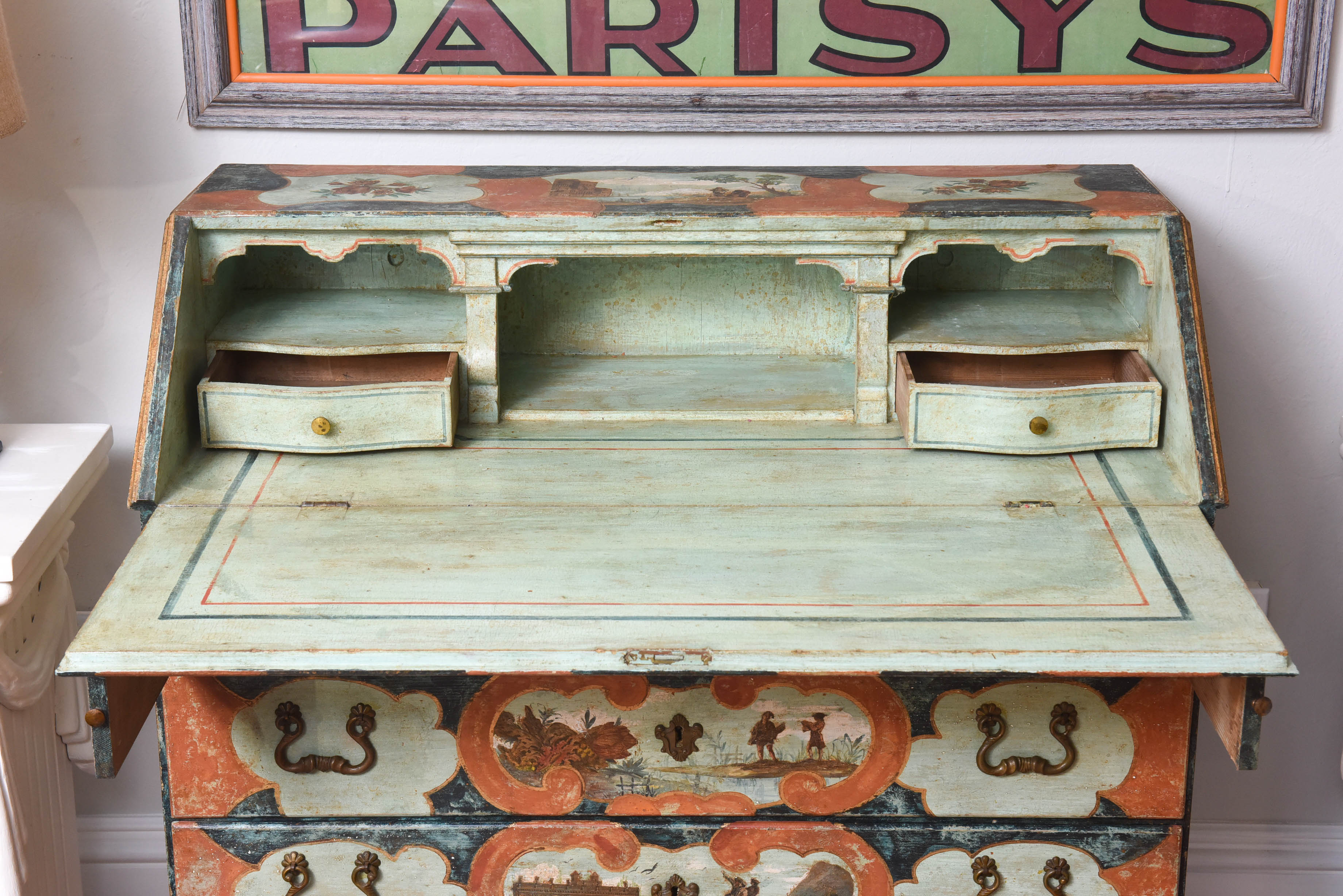 Italian Painted and Decoupage Secretaire 1
