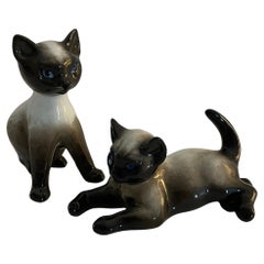 Pair of Rosenthal Cat Figurines by Fritz Heidenreich, 1930's.