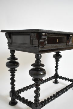 Turned wood dark rosewood table, XIXth c.