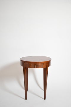 Table à pied rond en marqueterie, XIXe siècle.