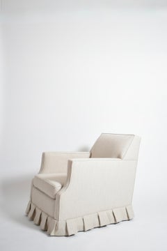 Pair of off white textured fabric fringe armchairs, 1960s.