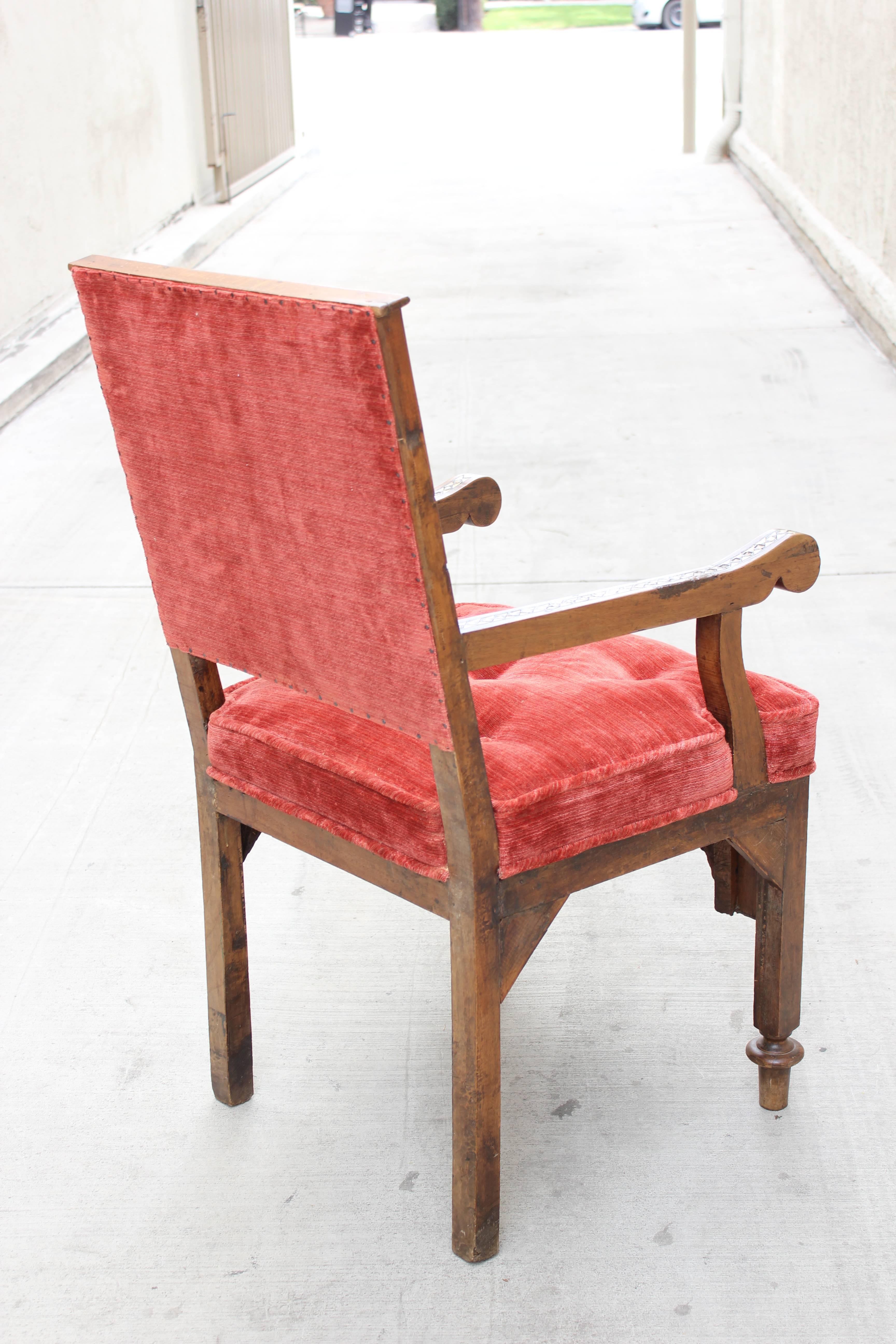 19th Century Syrian Mother-of-pearl Inlaid Armchair  In Good Condition In Los Angeles, CA