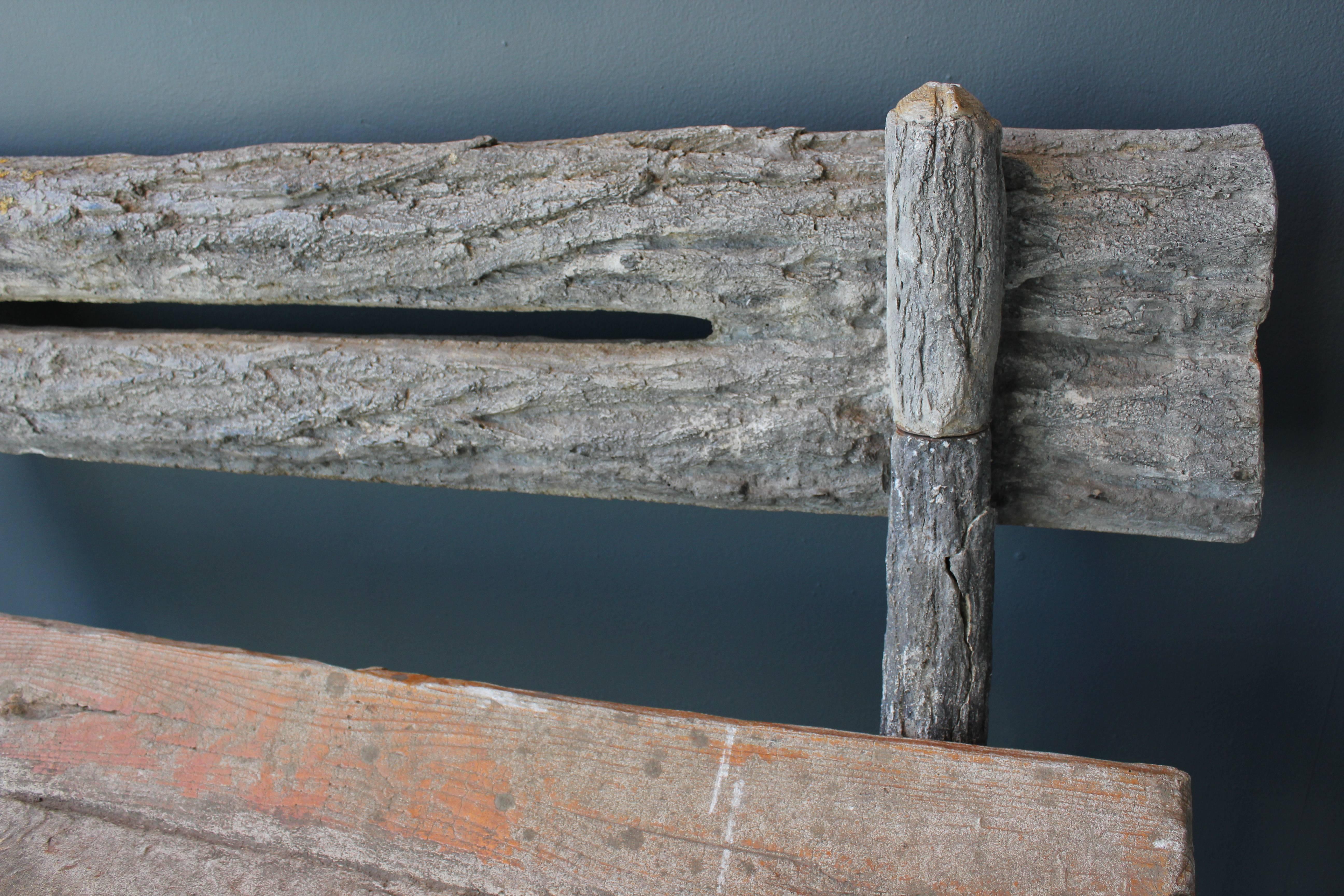 19th Century French Faux Bois Cement Garden Bench In Good Condition In Los Angeles, CA