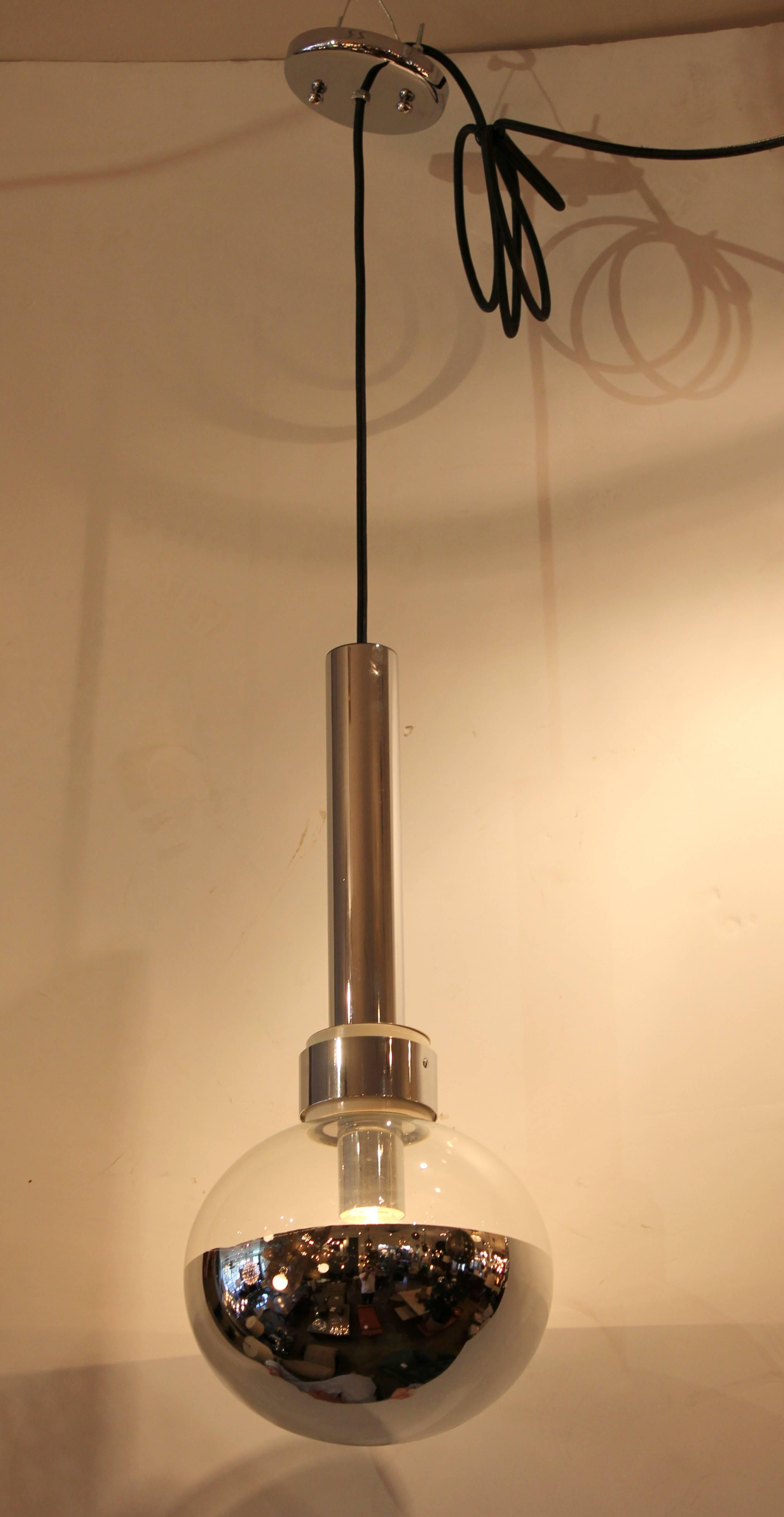 Chrome and Mecury Glass Pendants, circa 1960s, Italy
Maker unknown.  Rewired.