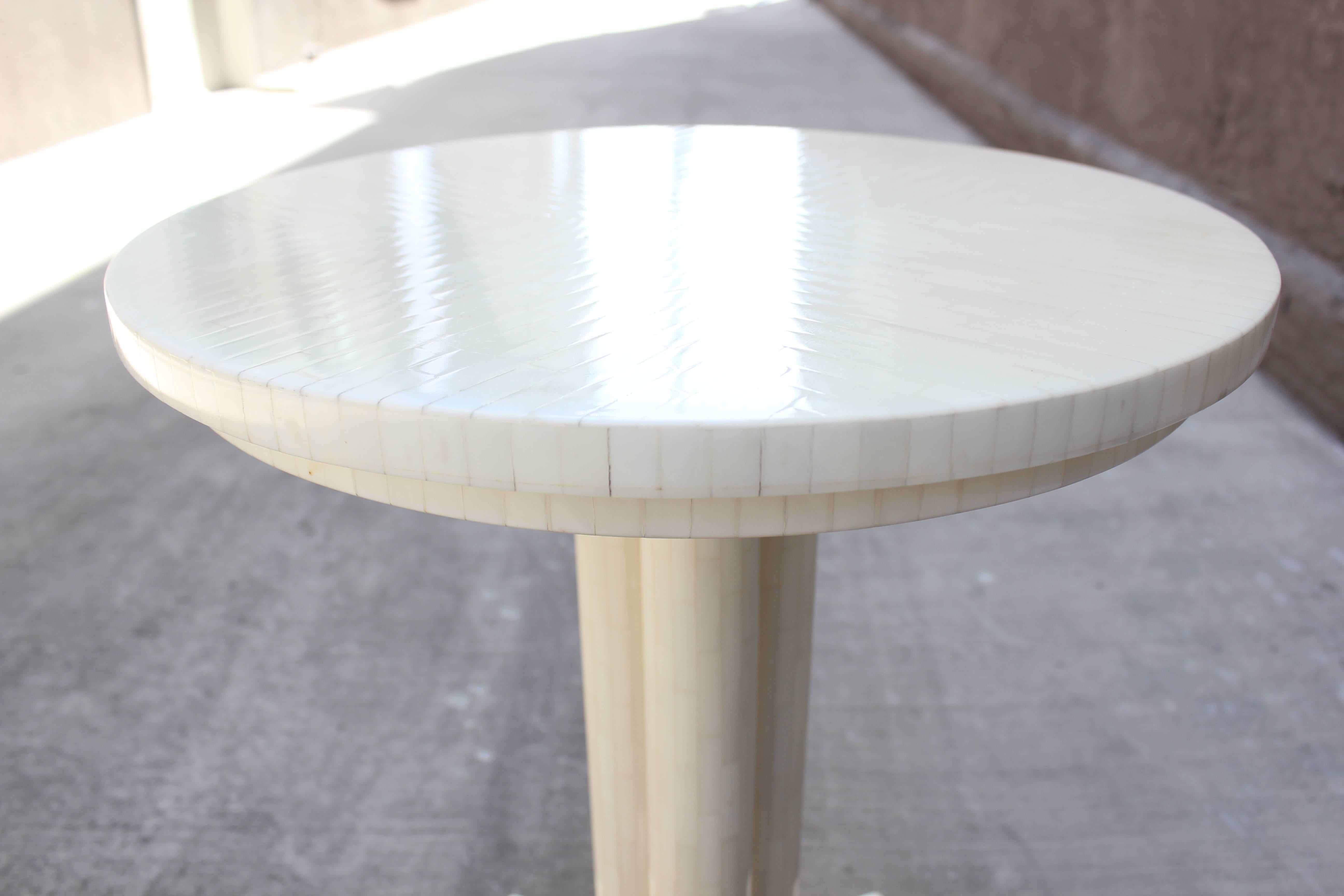 Colombian Pair of Tesselated Bone Side Tables