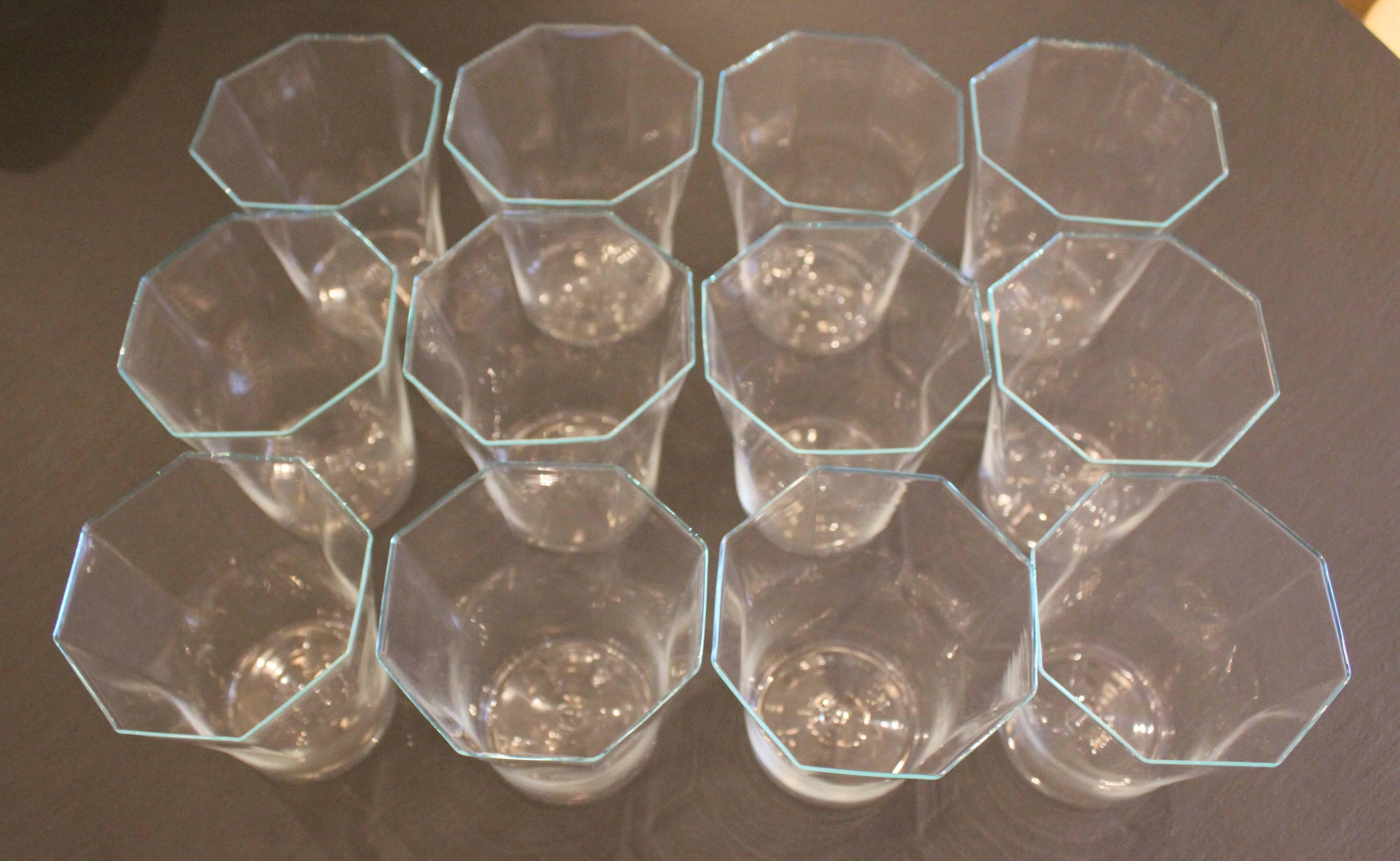 Italian Set of 12 Large Murano Glasses from the 1930s