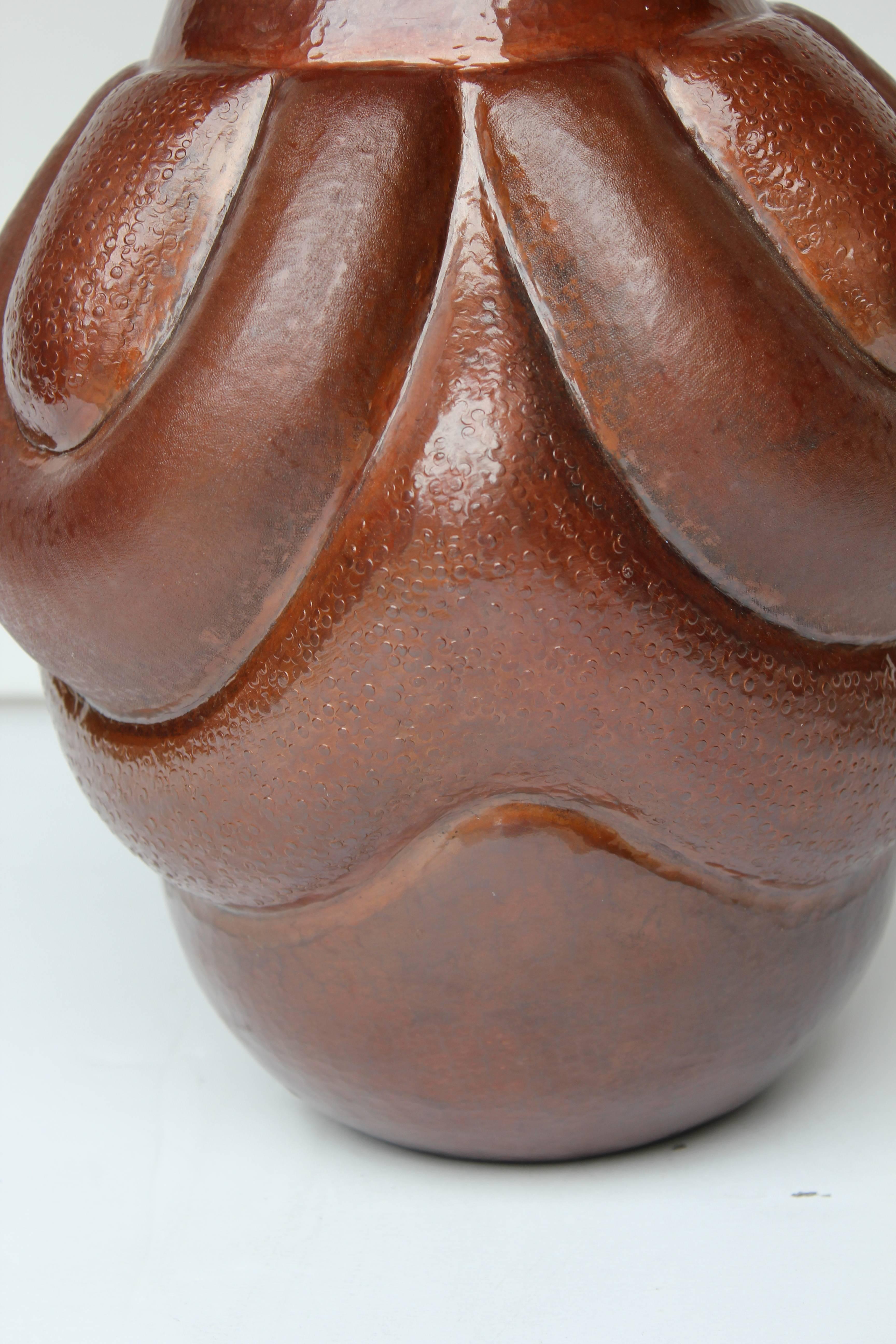 Hand-wrought copper vase from Michoacan, Mexico.