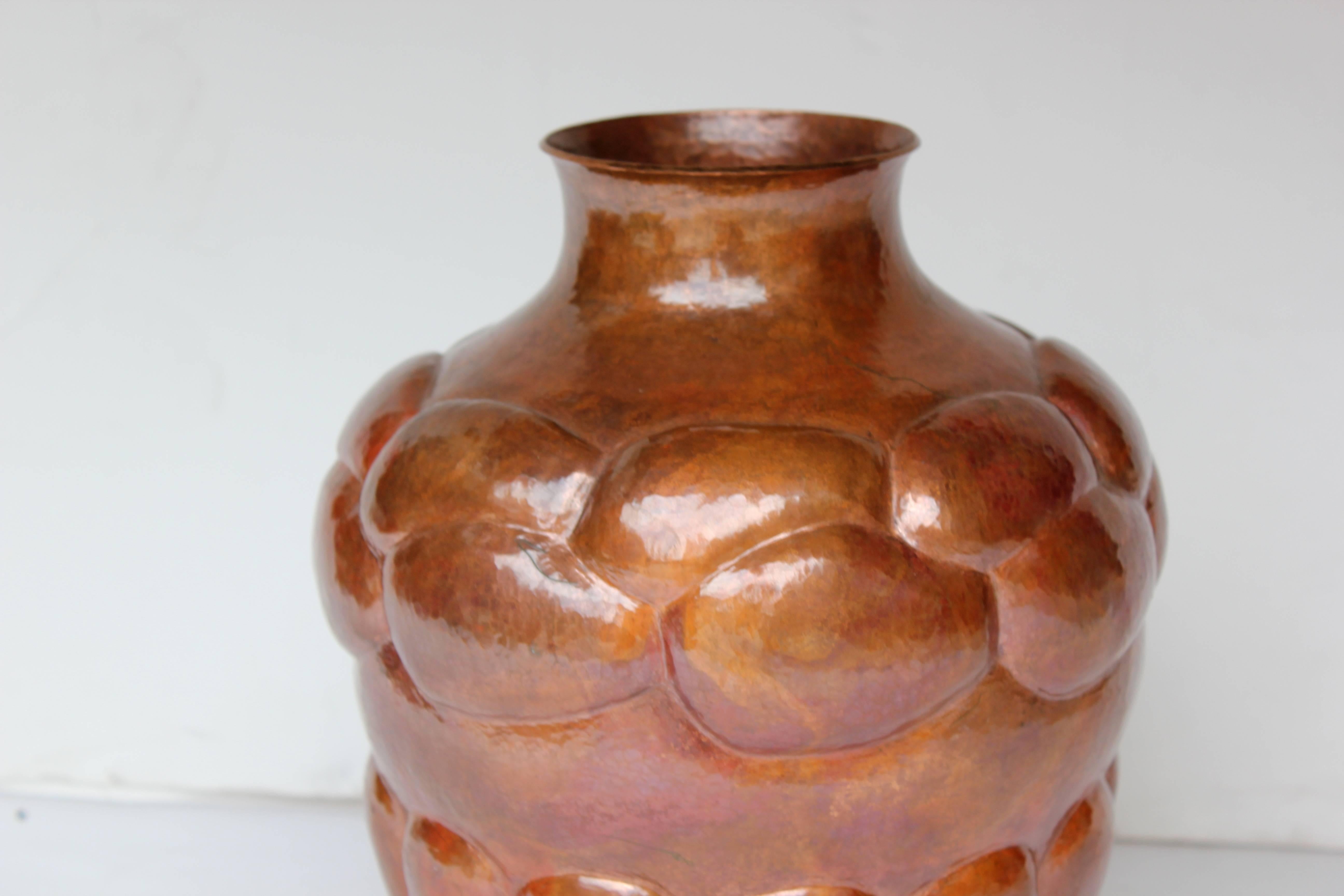 Hand-wrought copper vase from Michoacán, Mexico.