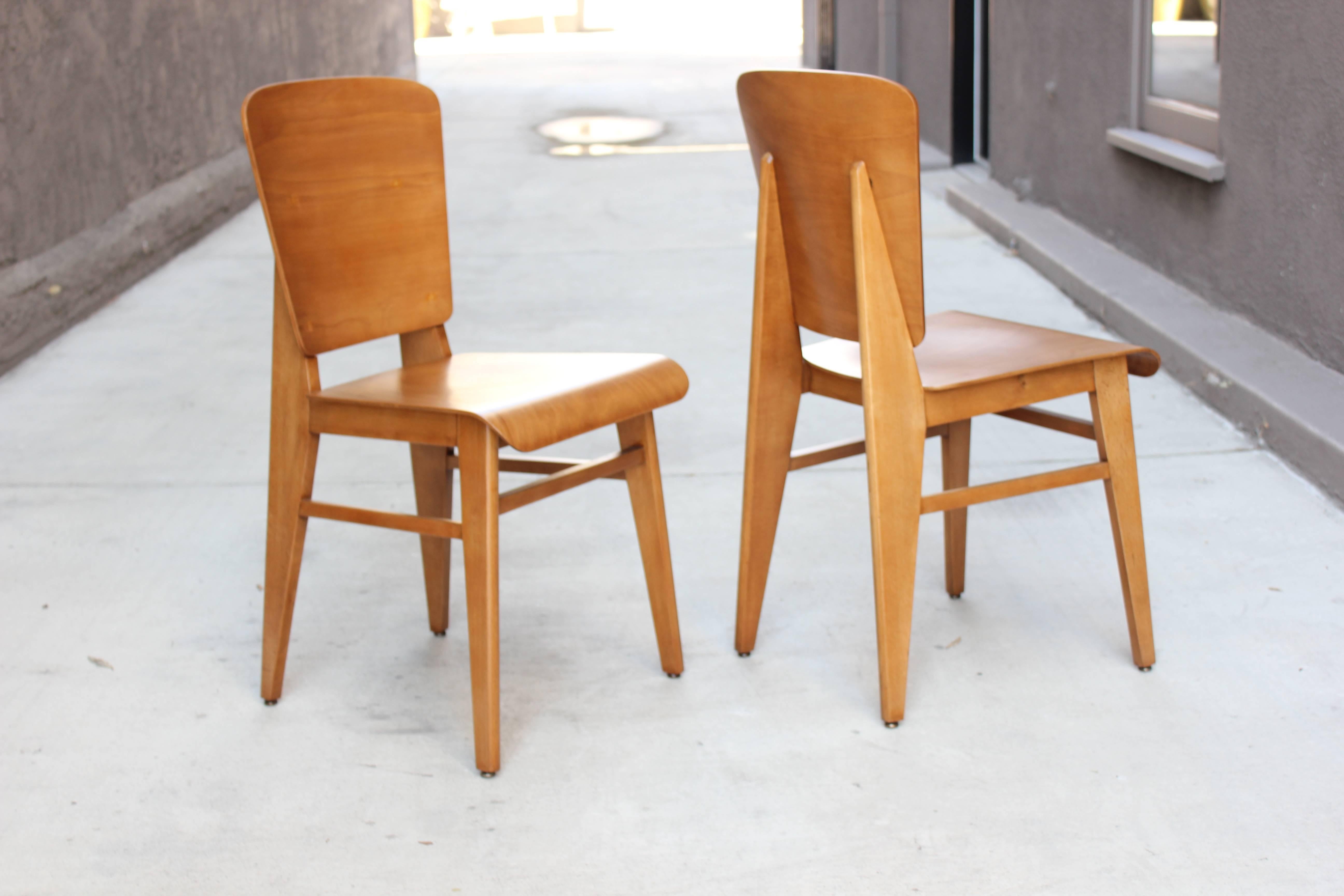 1950s pair of French bentwood chairs.