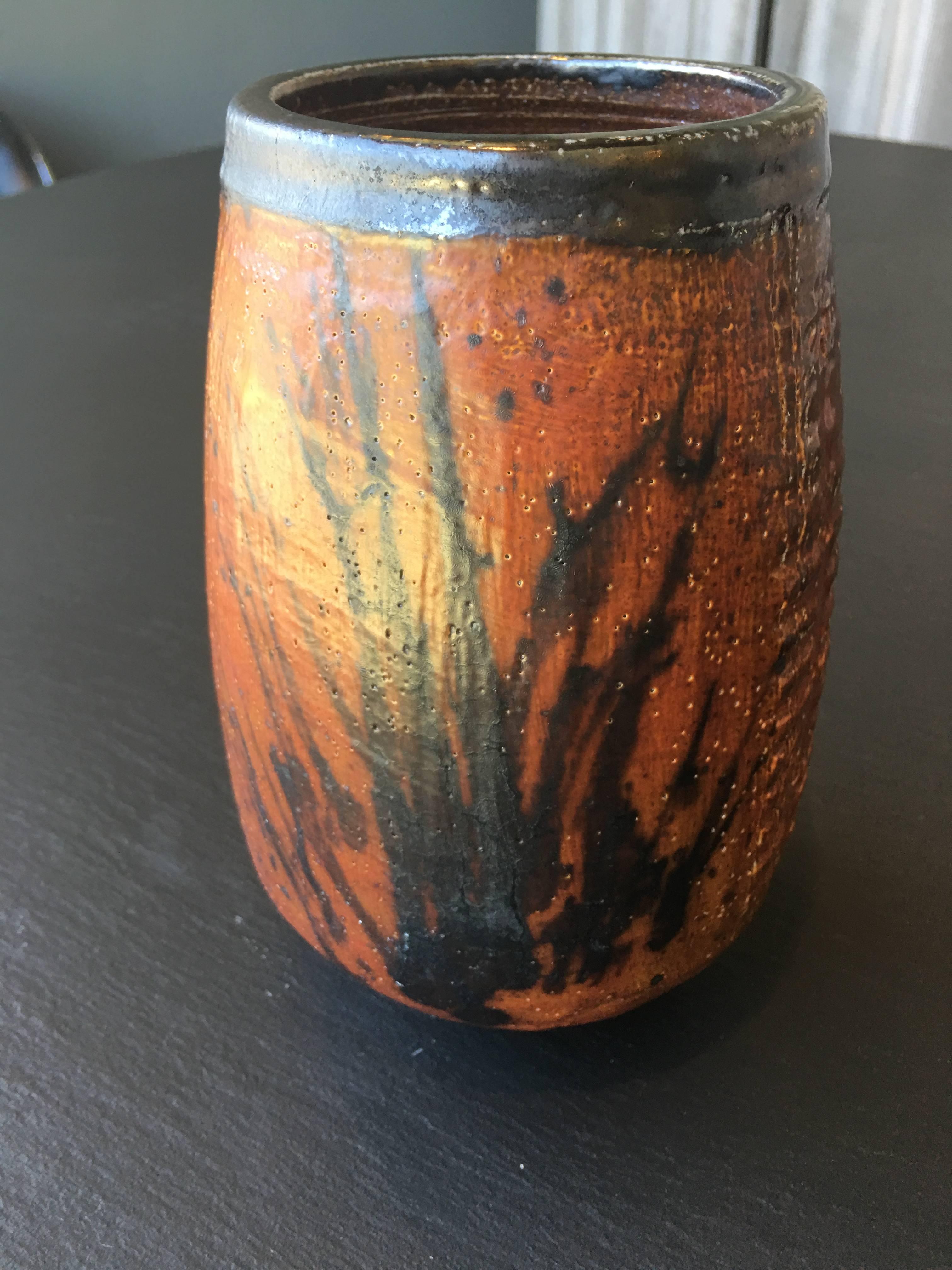 Vivika and Otto Heino vase. Signed. Bought directly from the Heinos in their Ojai Studio. Salt Glaze.