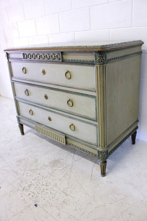 19th Century Louis XVI Cabinet with Original Marble Surface