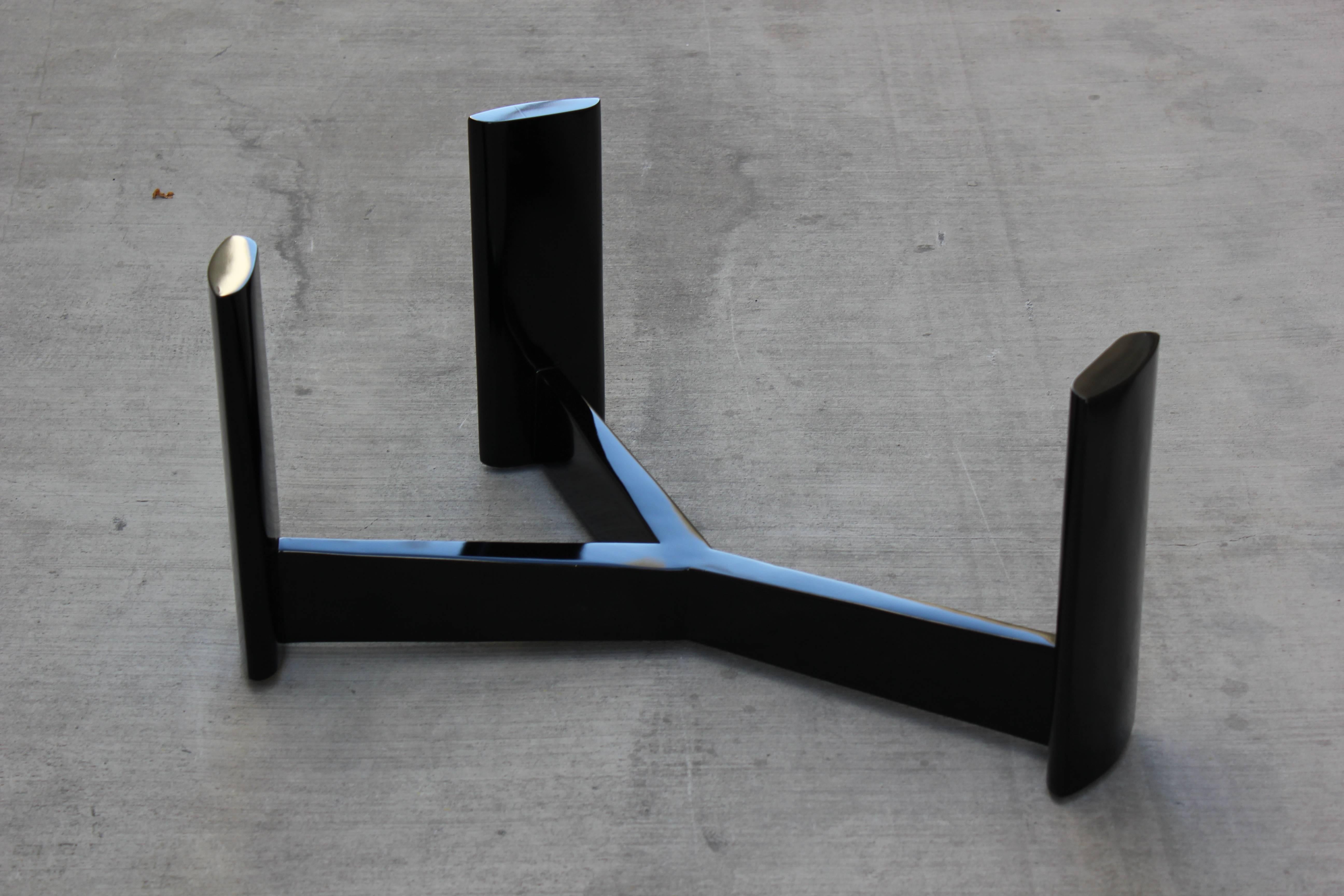 Custom Paul Laszlo Cocktail Table with Original Green Glass In Excellent Condition For Sale In Los Angeles, CA