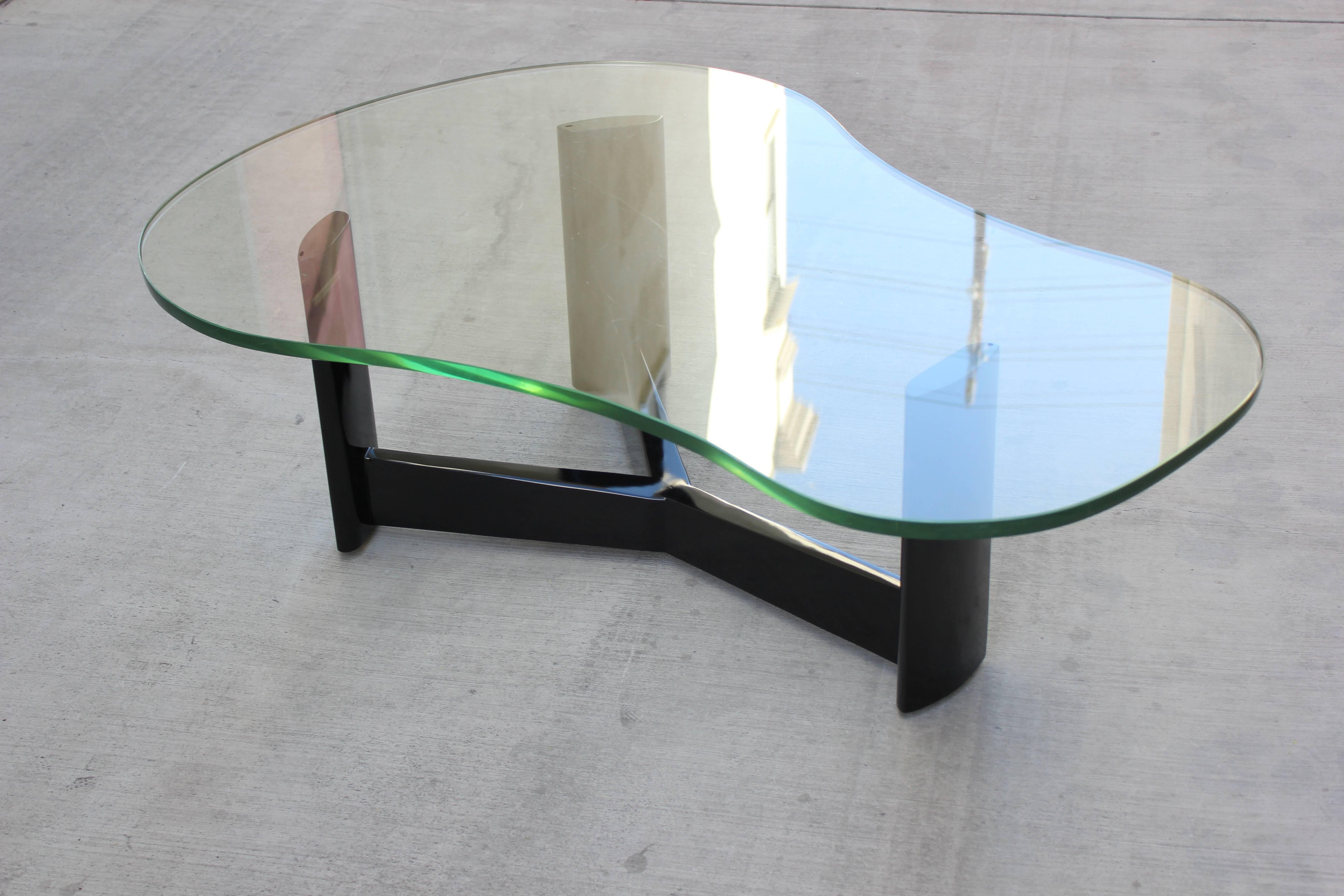 Mid-20th Century Custom Paul Laszlo Cocktail Table with Original Green Glass For Sale