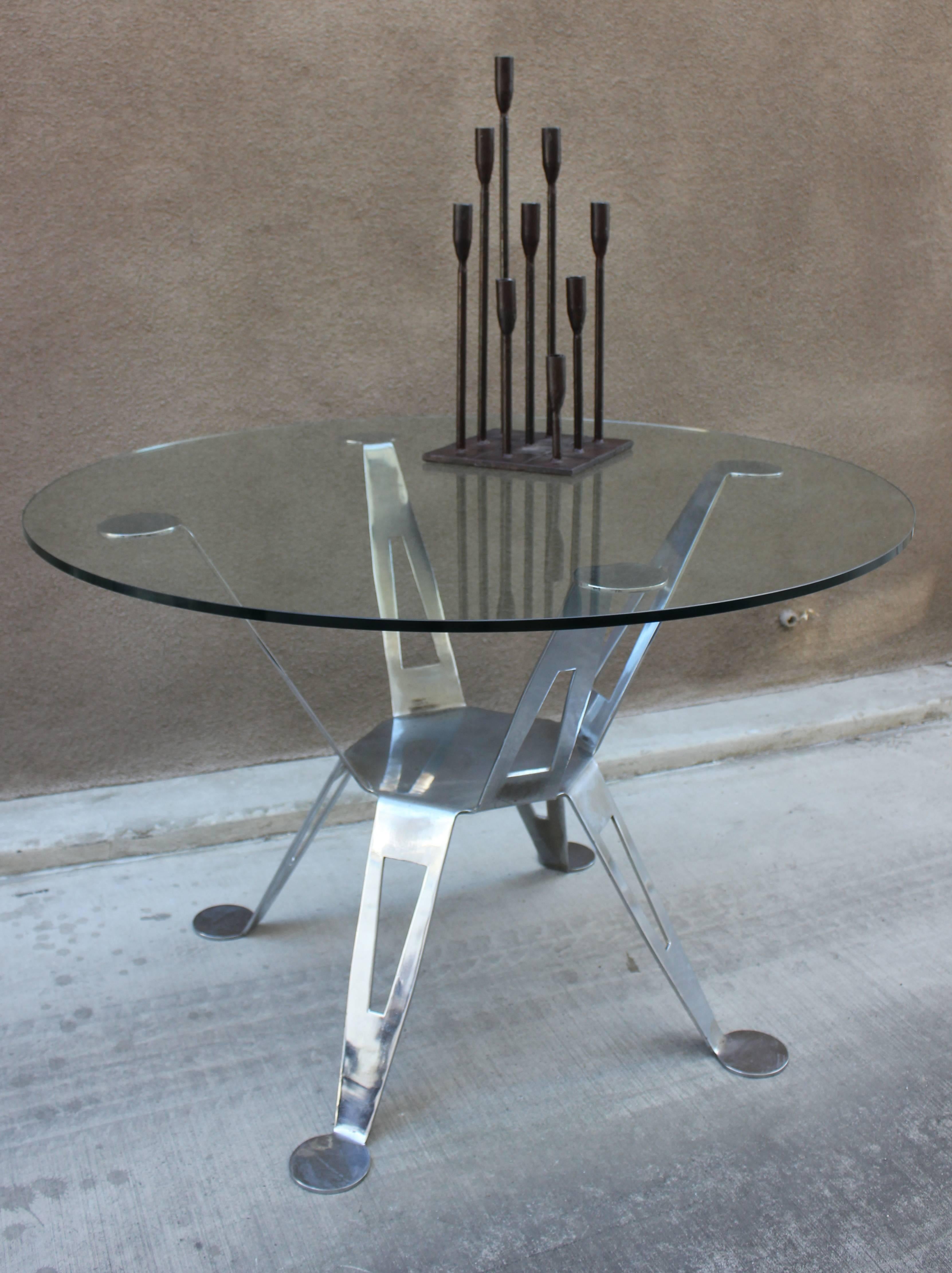 Plated Mexico, Pedro Ramirez Vazquez Chromed Steel Dining Table For Sale