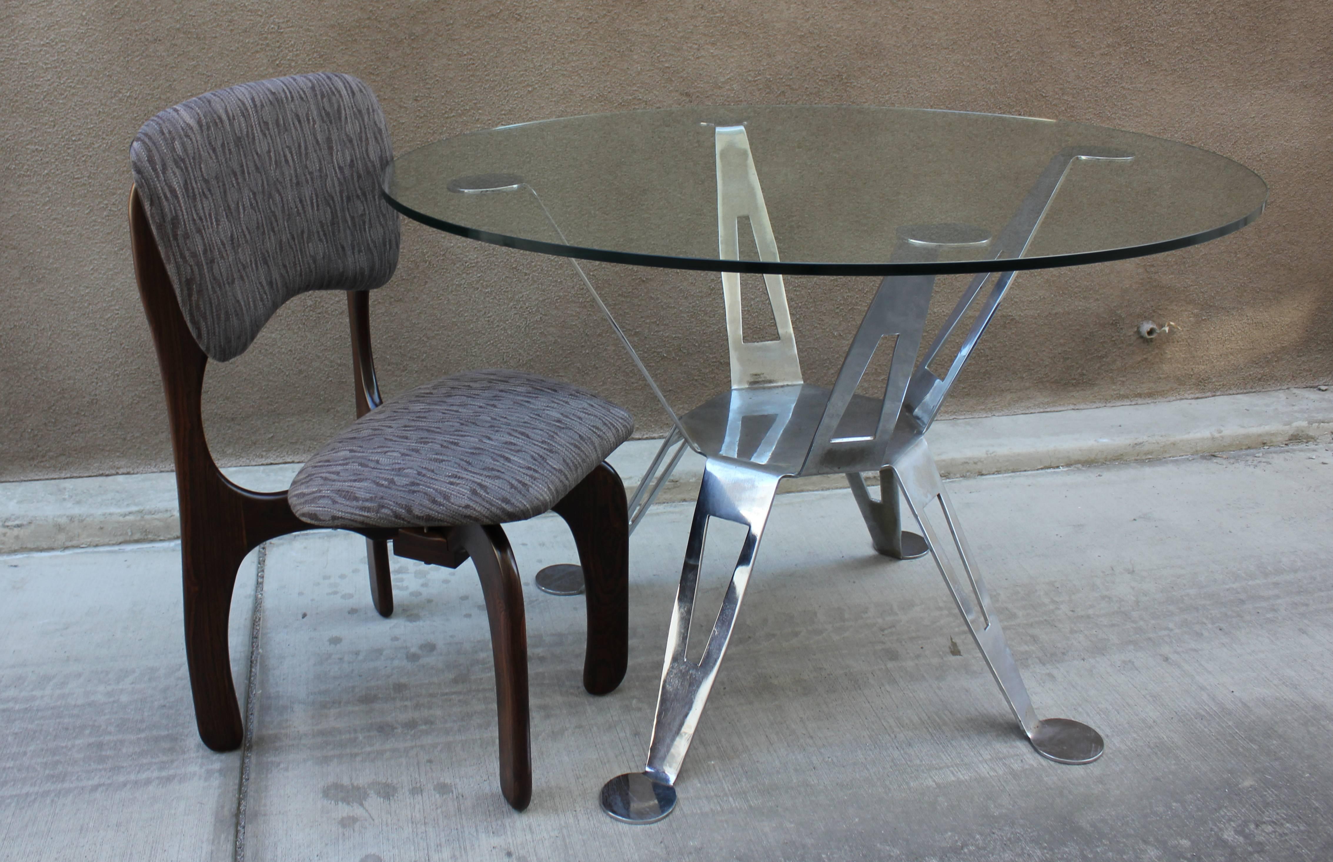 Mexico, Pedro Ramirez Vazquez Chromed Steel Dining Table In Excellent Condition For Sale In Los Angeles, CA