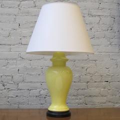 Pair of Yellow Porcelain Ginger Jar Lamps