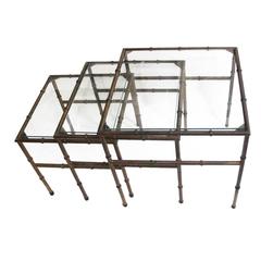 Set of Iron Faux Bamboo Nesting Tables