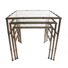 Set of Iron Faux Bamboo Nesting Tables