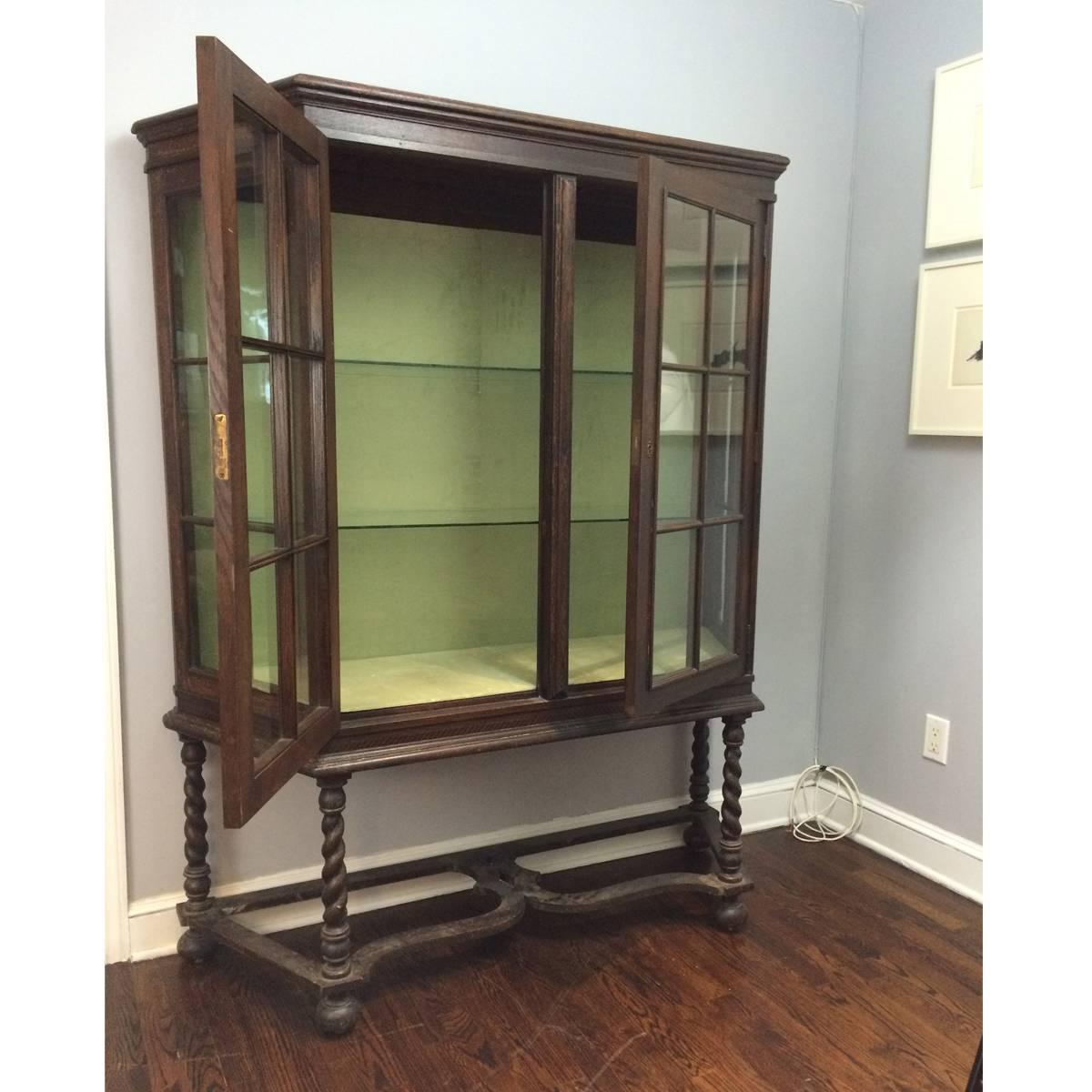 Jacobean Revival Oak Display Cabinet For Sale 2