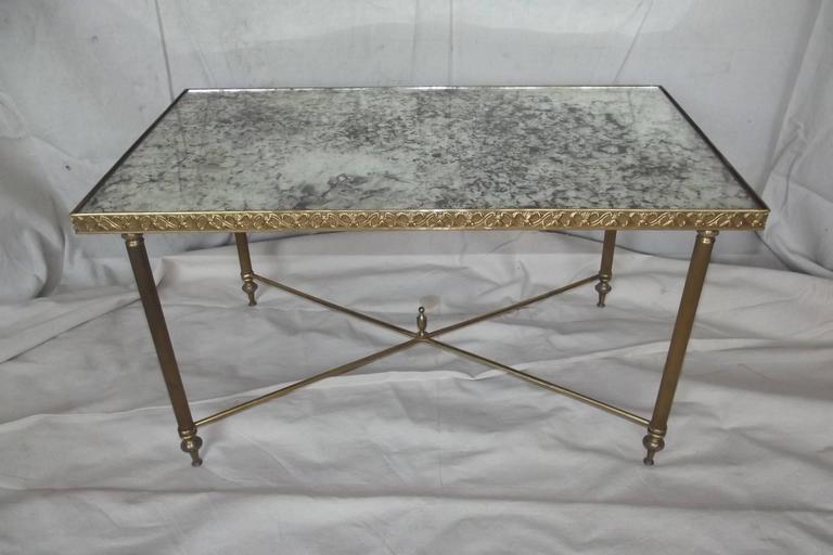 French Coffee Table with Distressed Mirror Top at 1stDibs distressed