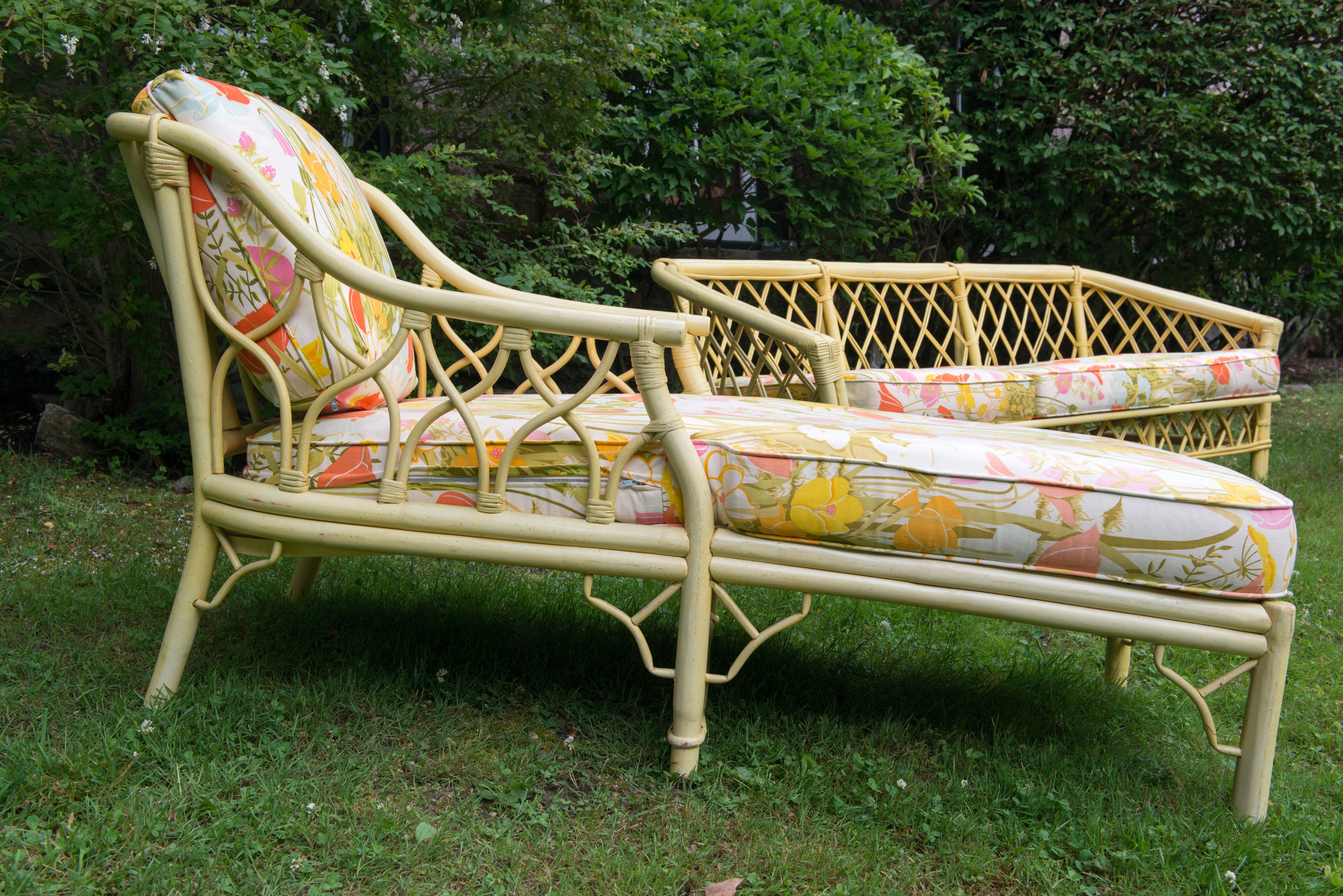 Chaise longue estilo bambú Ficks Reed vintage