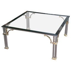 Chrome and Brass Square Fretwork Coffee Table 8