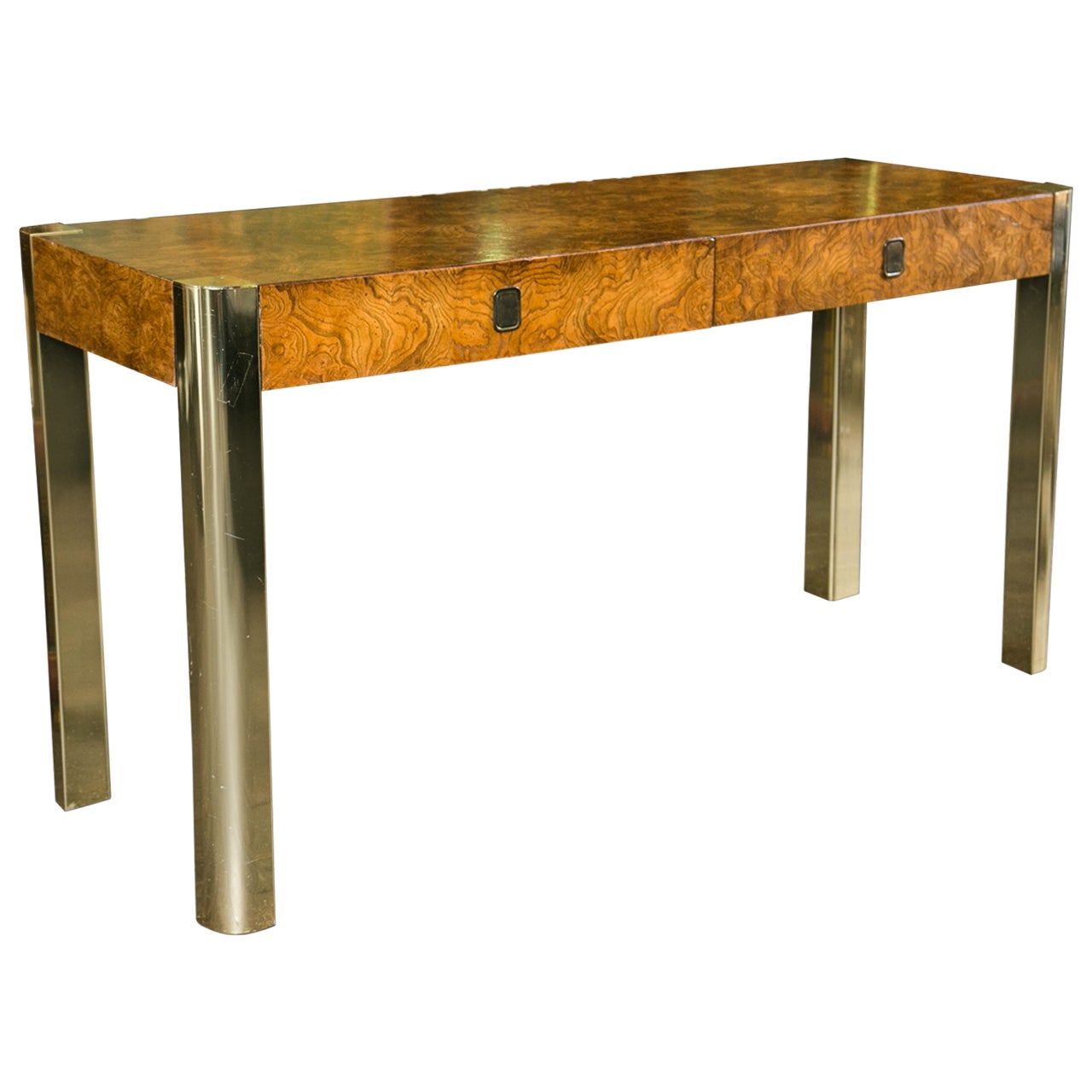 Milo Baughman for Century Burled Wood Console Table