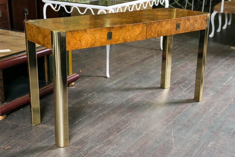 Modern Milo Baughman for Century Burled Wood Console Table