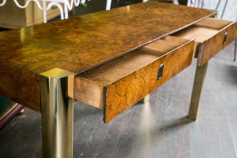 Late 20th Century Milo Baughman for Century Burled Wood Console Table