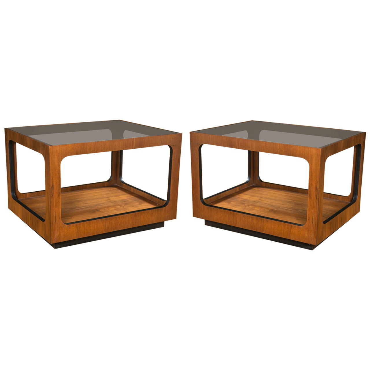 Pair of Mid-Century Rectangular Wood End Tables