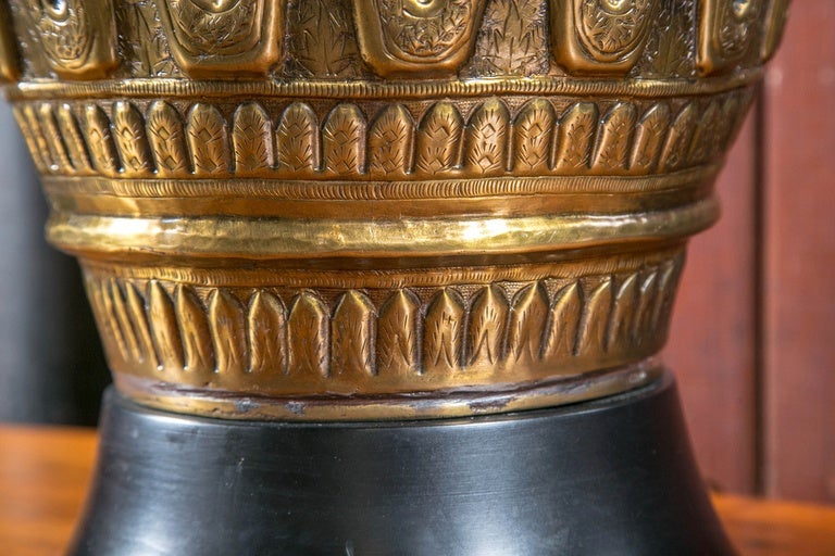 Metà XX secolo Lampada Ginger Jar in ottone sovradimensionata in vendita