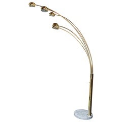 Ateljé Lyktan Brass and Marble Five-Arm Floor Lamp