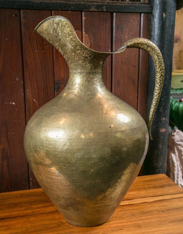 Huge decorative brass pitcher or vase.