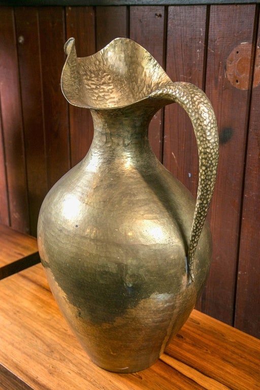 Huge Midcentury Brass Pitcher In Good Condition For Sale In Stamford, CT