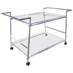1970s Modern Lucite and Chrome Bar Cart, United States, Vintage Design