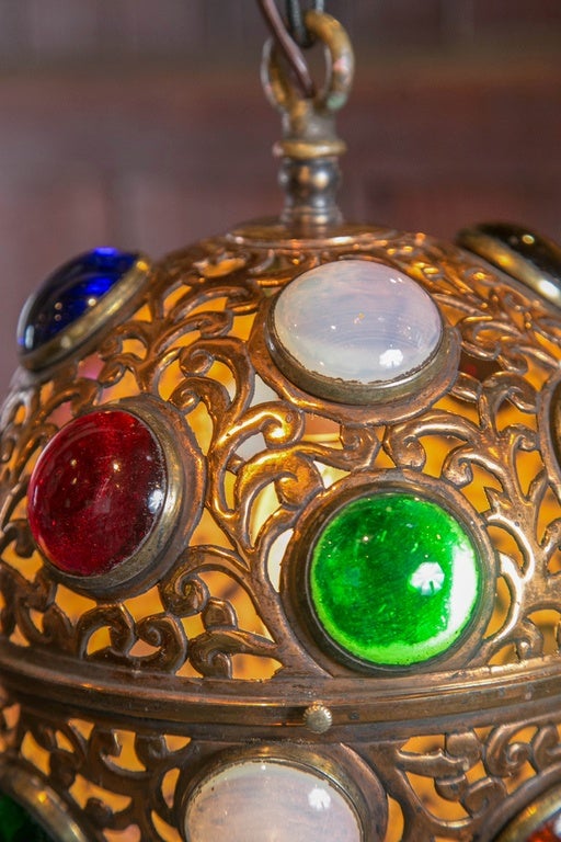 Small Moroccan Copper Globe Light In Excellent Condition In Stamford, CT