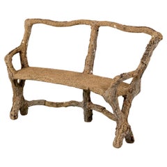 Pair of French Faux Bois Stone Benches