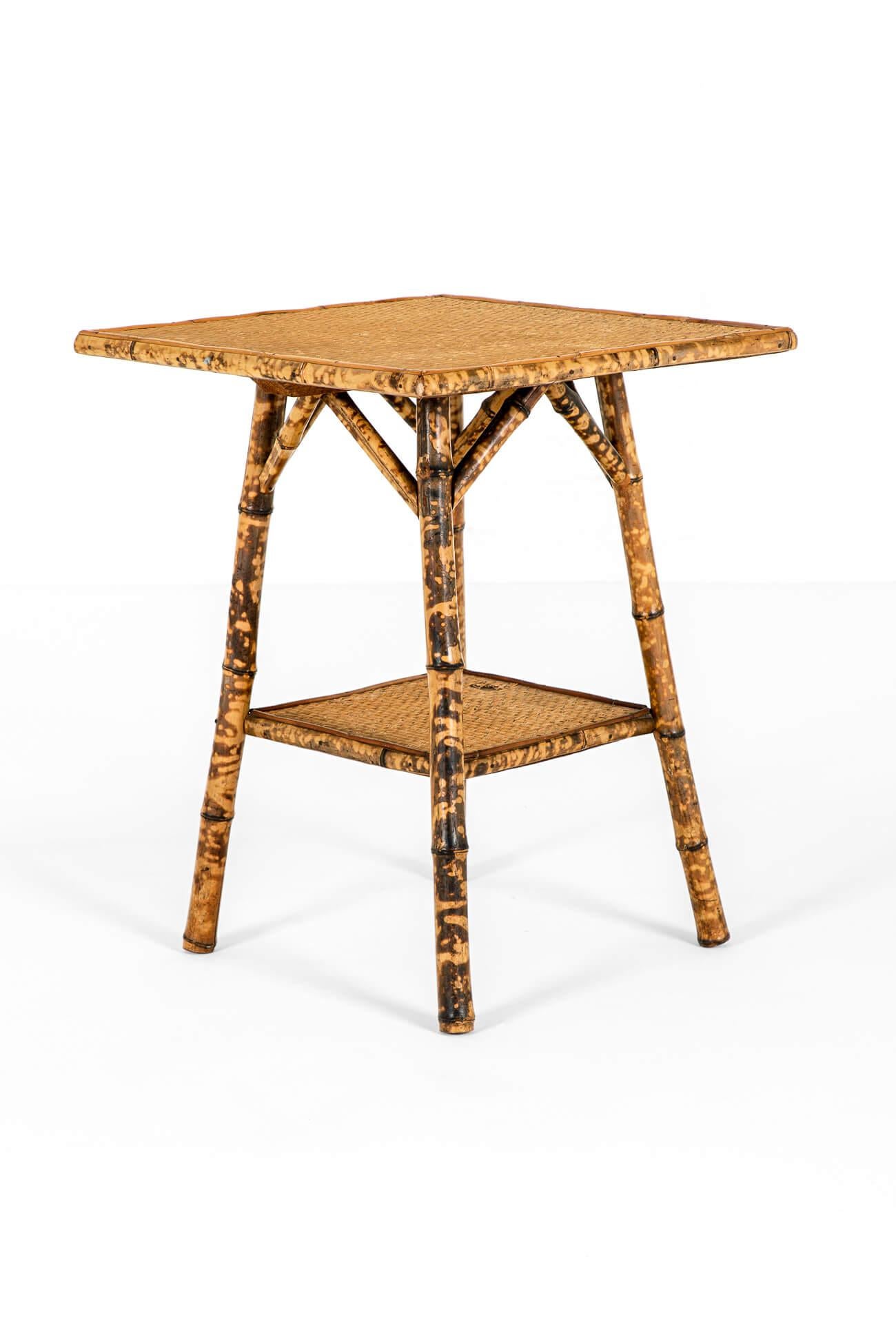 Country English Victorian Tiger Bamboo Side Table For Sale