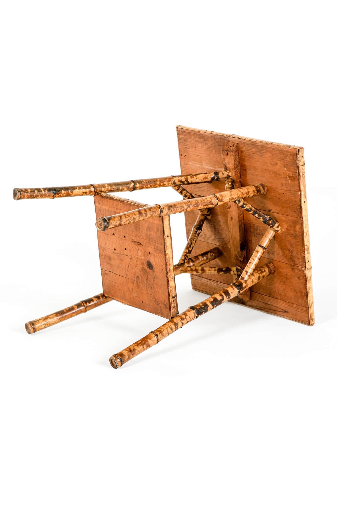 Hand-Crafted English Victorian Tiger Bamboo Side Table For Sale