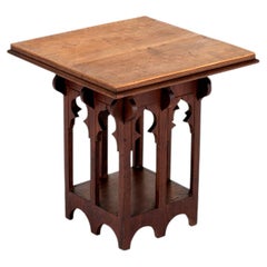 A Rare English Aesthetic Movement Red Walnut Side Table with a Sycamore Top