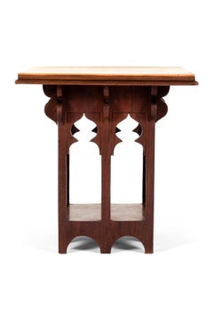 A Rare English Aesthetic Movement Red Walnut Side Table with a Sycamore Top