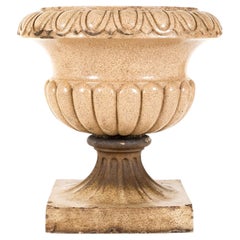 A Late Victorian 19th Century English Stone Wear Garden Urn In Salt Glaze