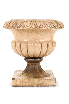A Late Victorian 19th Century English Stone Wear Garden Urn In Salt Glaze