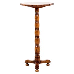 English 19th Century Walnut and Oak Bobbin Wine Table or Side