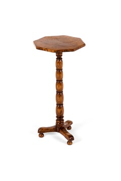 English 19th Century Walnut and Oak Bobbin Wine Table or Side